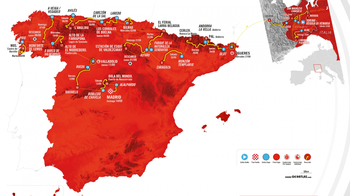 Etapas de la Vuelta a España 2025: Recorrido, fechas y perfil