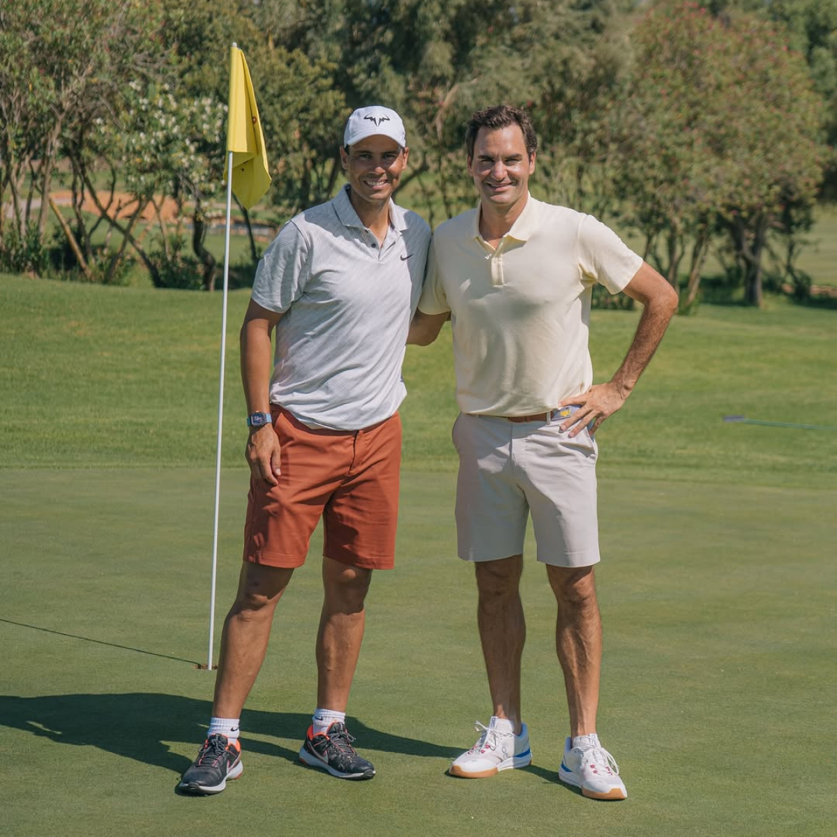 Nadal y Federer cambian las raquetas por los palos de golf en Pula Golf  (Mallorca)