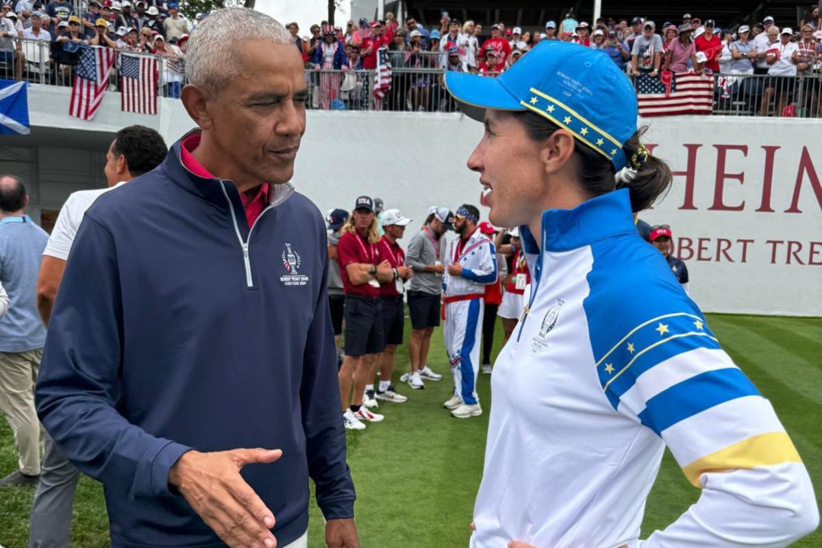 Carlota Ciganda charla con Barack Obama en una mañana dura para el equipo de Europa