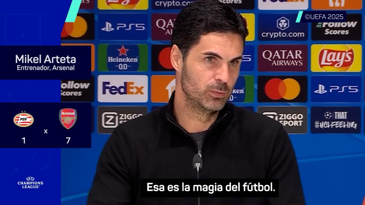 Arteta celebra &quot;la magia del fútbol&quot; tras una goleada (1-7) que ya es historia de la Champions