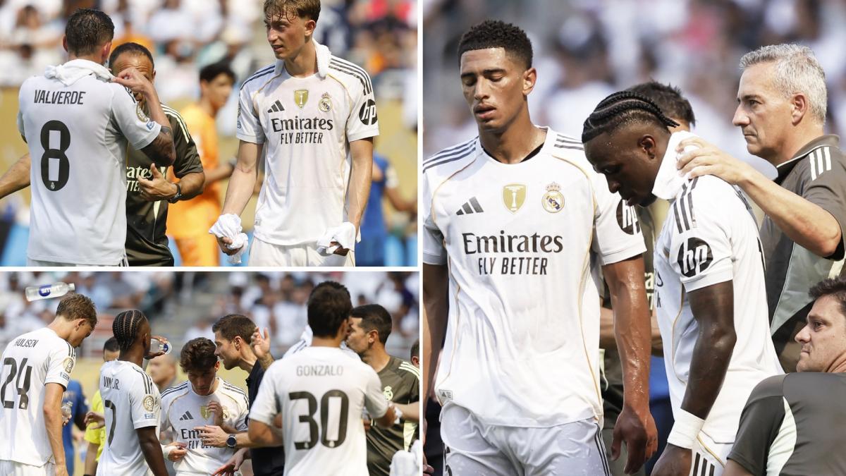 الحرارة الشديدة تؤثر على لاعبي ريال مدريد والهلال في مباراة ملعب هارد روك