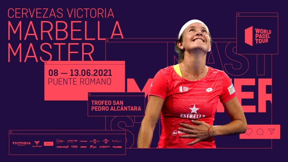 Cartel del Cervezas Victoria Marbella Master 2021, con Carolina Navarro como protagonista.