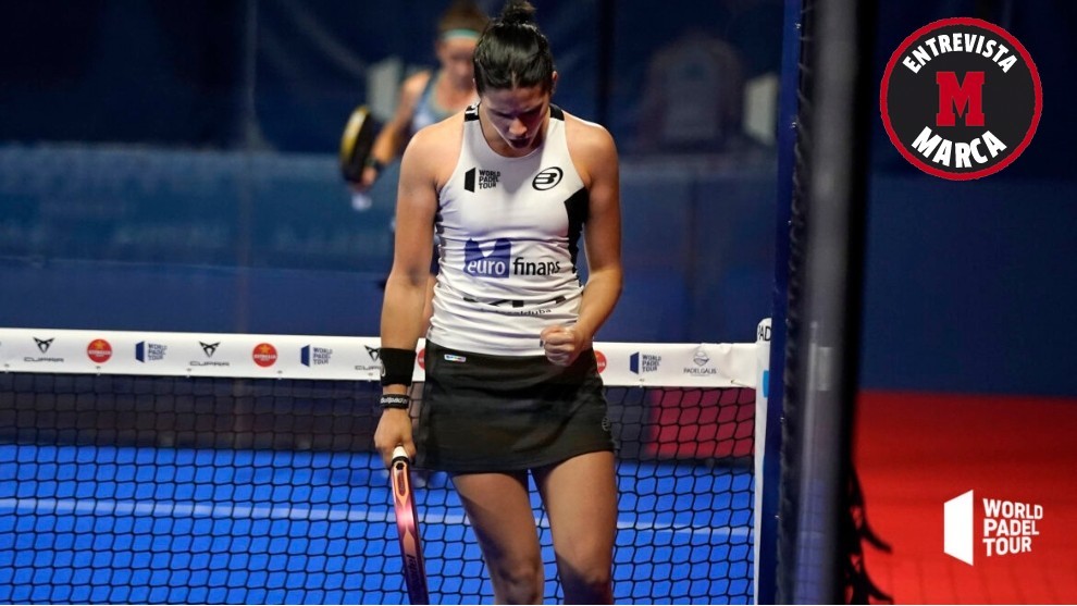 Delfina Brea celebra un punto durante la final del Santander Open