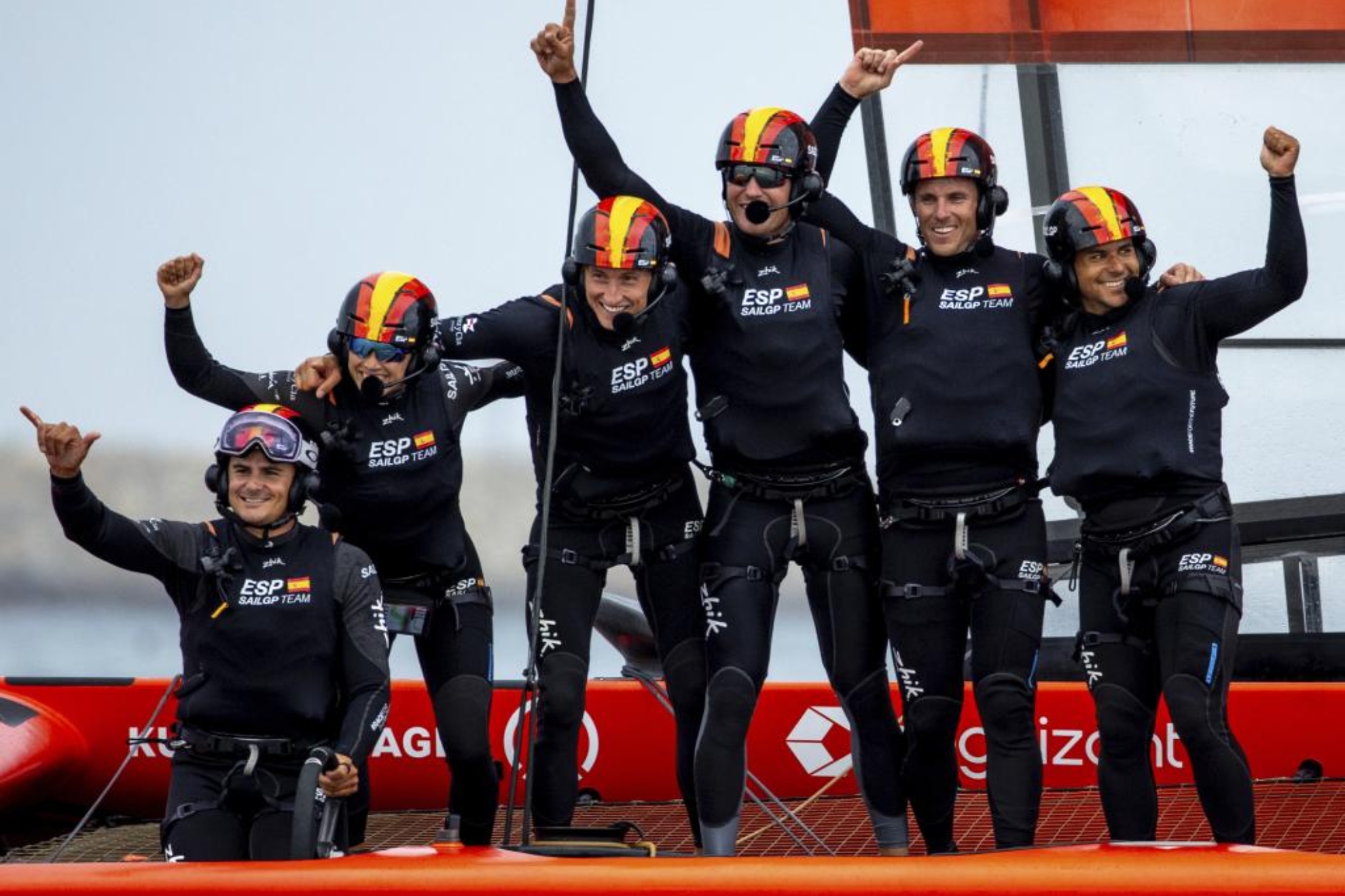 España celebra la victoria en el Gran Premio de Los Angeles de SailGP.