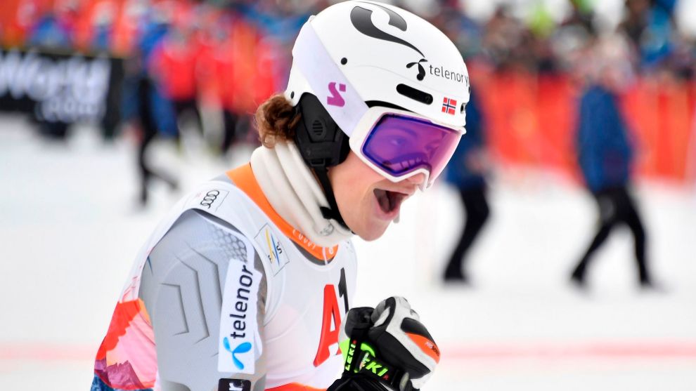 Lucas Braathen, noruego de 19 años. El más rápido en la primera manga del slalom de Kitzbuehel. Se quedó a doce centésimas del podio.