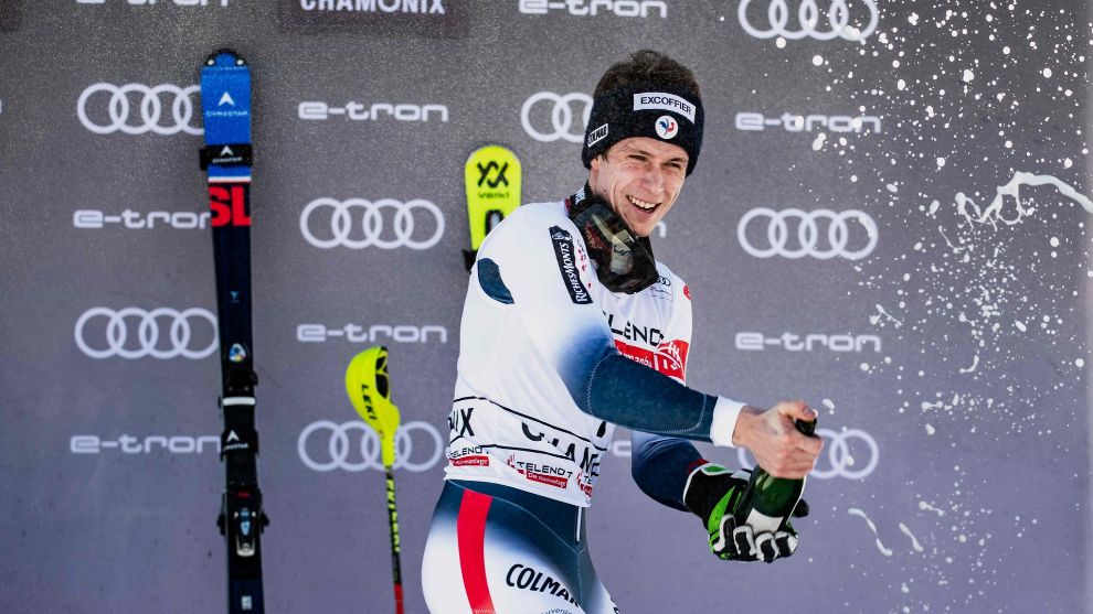 Tercera victoria de la temporada para Clément Noël, hoy en el slalom de Chamonix.