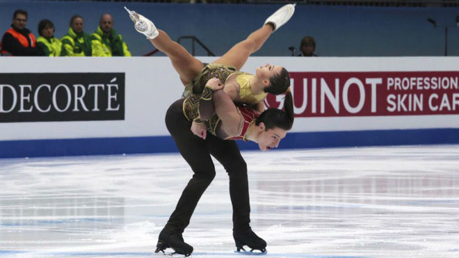 Dorota Broda y Pedro Betegón, en su debut en un Europeo de patinaje artístico sobre hielo.
