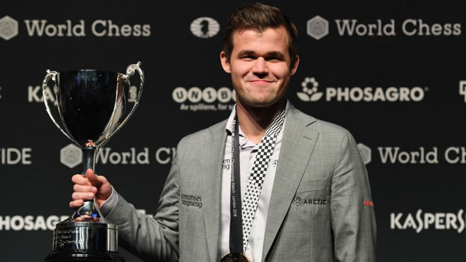Carlsen en una imagen de cuando ganó el Mundial en 2018.