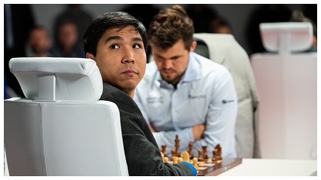 Wesley So durante una de las finales contra Magnus Carlsen.