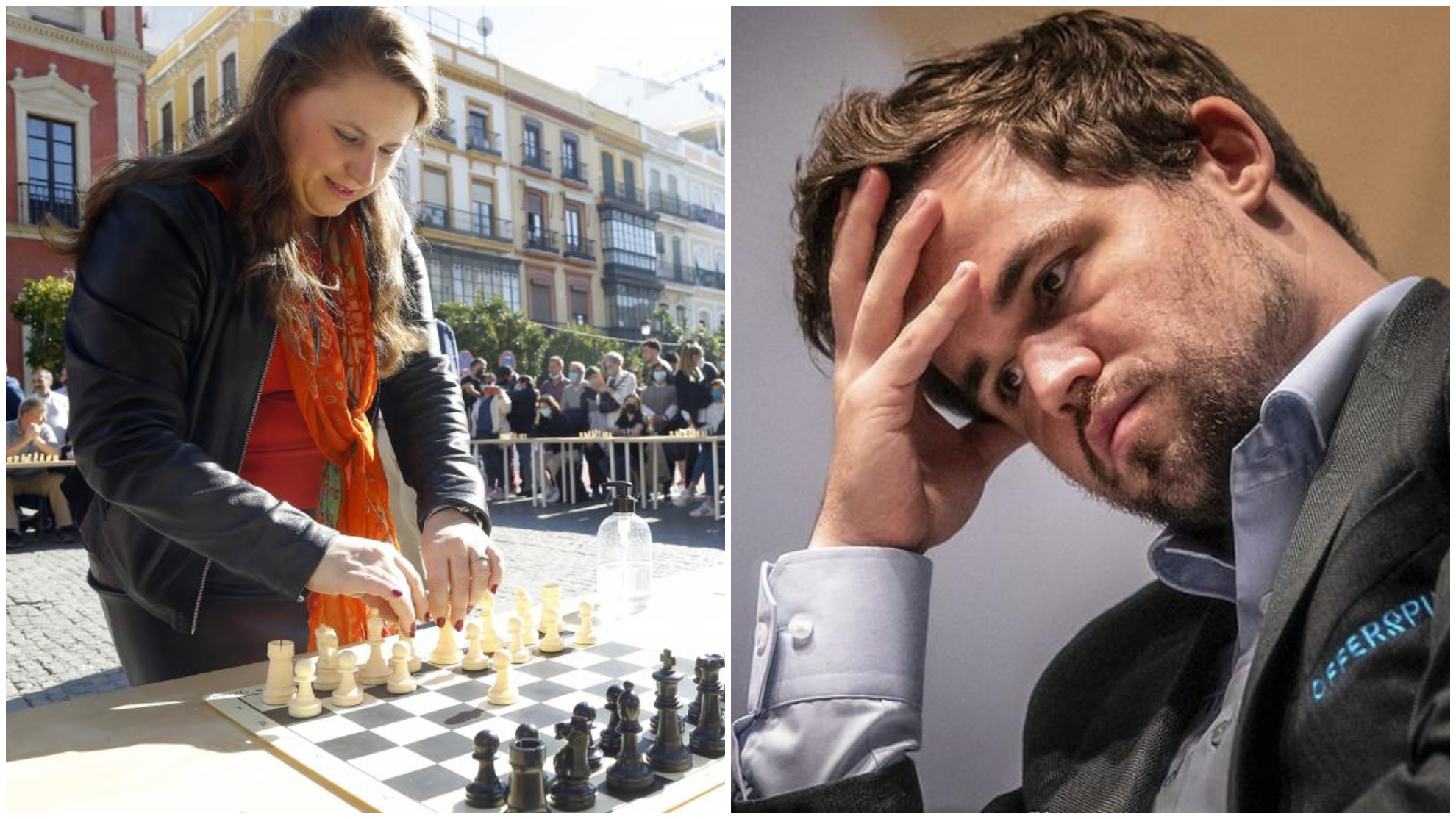 Judith Polgar y Magnus Carlsen.