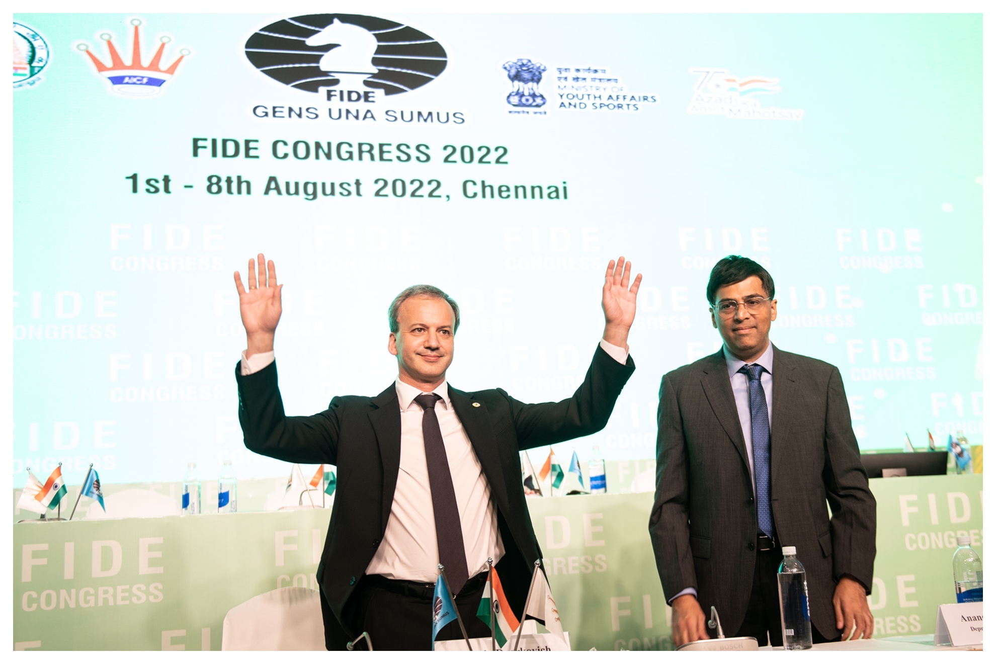 Arkady Dvorkovich y Viswanathan Anand. / Foto: FIDE