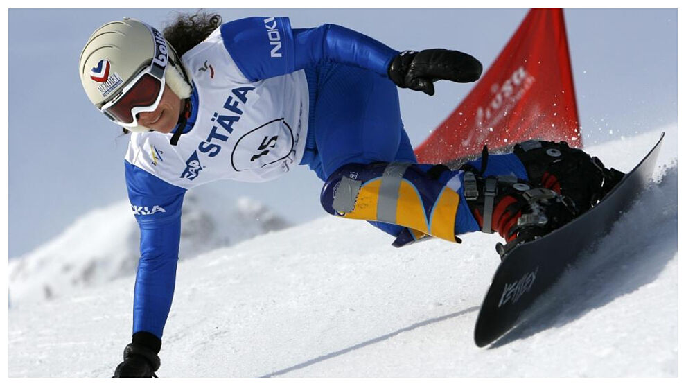 Julie Pomagalski durante el slalom gigante paralelo del Mundial de 2007.