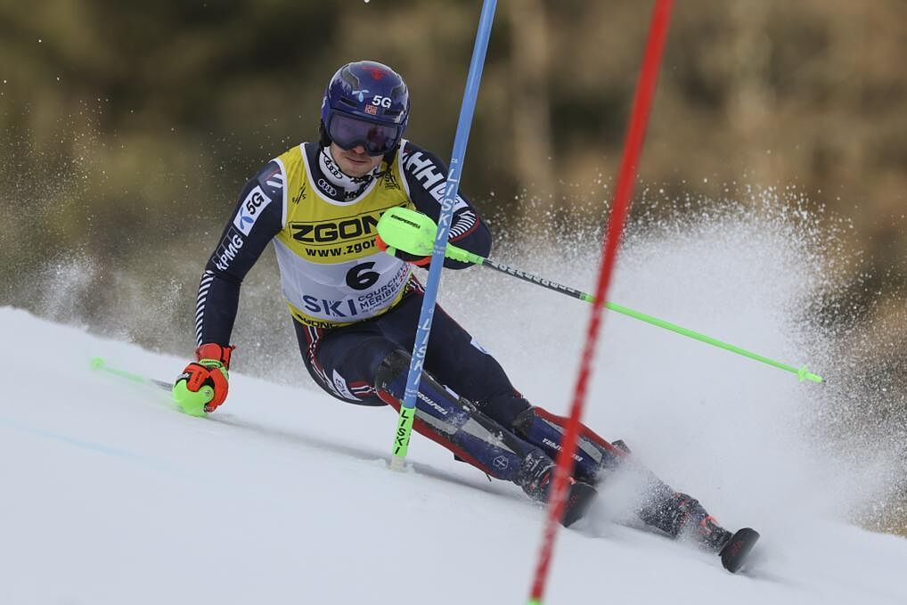 Henrik Kristoffersen, durante el slalom de los Mundiales de Courchevel-Meribel