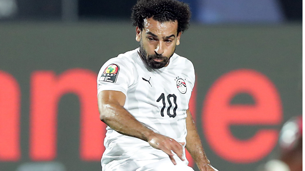 Salah, durante un partido con Egipto