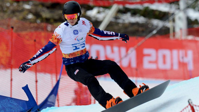 Evan Strong, en los Juegos Paralímpicos de Sochi en 2014.