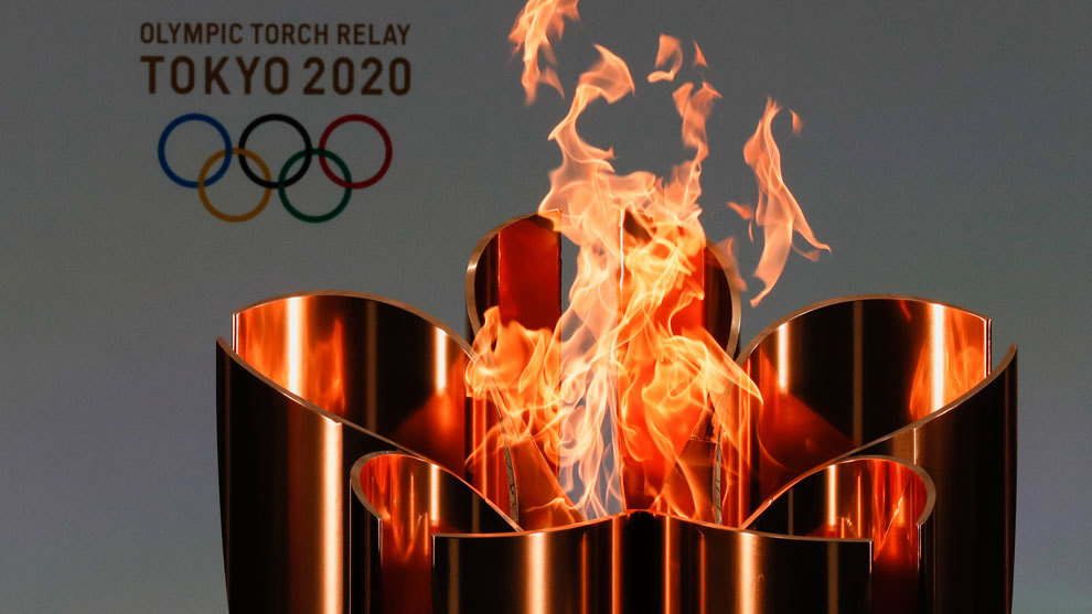 Imagen del fuego olímpico en la ceremonia en la que se encendió la antorcha