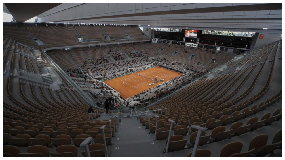 Gradas semivacías en la final de la pasada edición de Roland Garros.