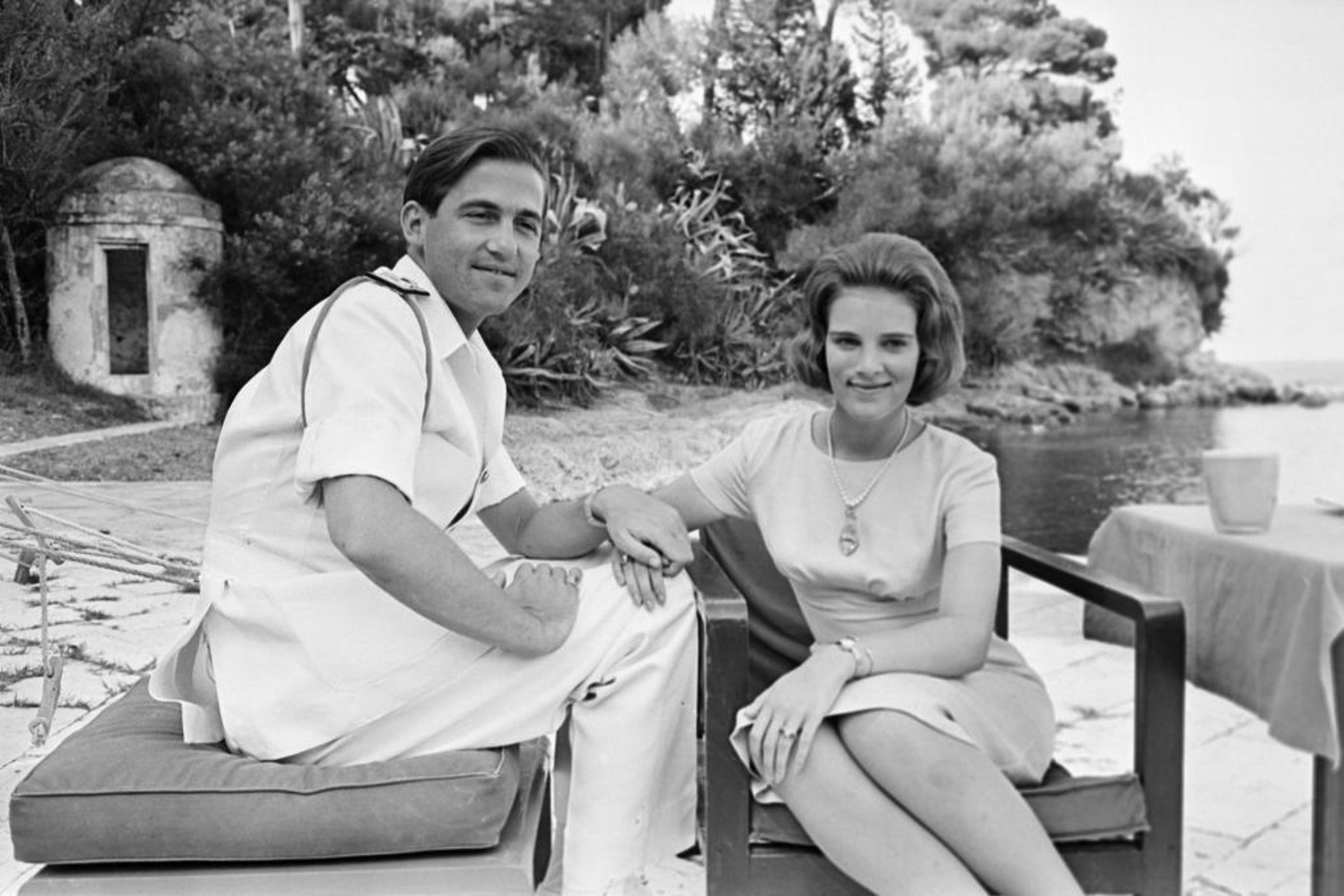 Constantino de Grecia y su esposa, Margarita de Dinamarca, en 1964