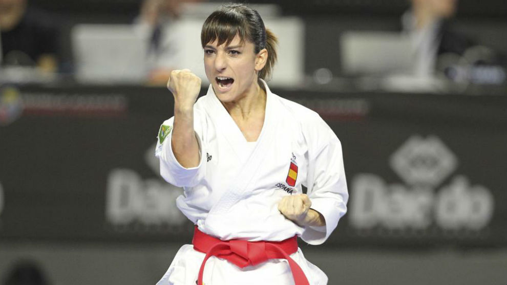 Sandra Sánchez, en la final del Mundial de karate de Madrid.