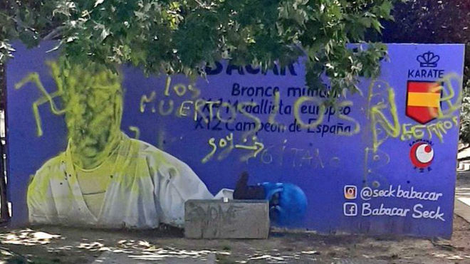 Así apareció el mural en su honor que hay en Zaragoza.