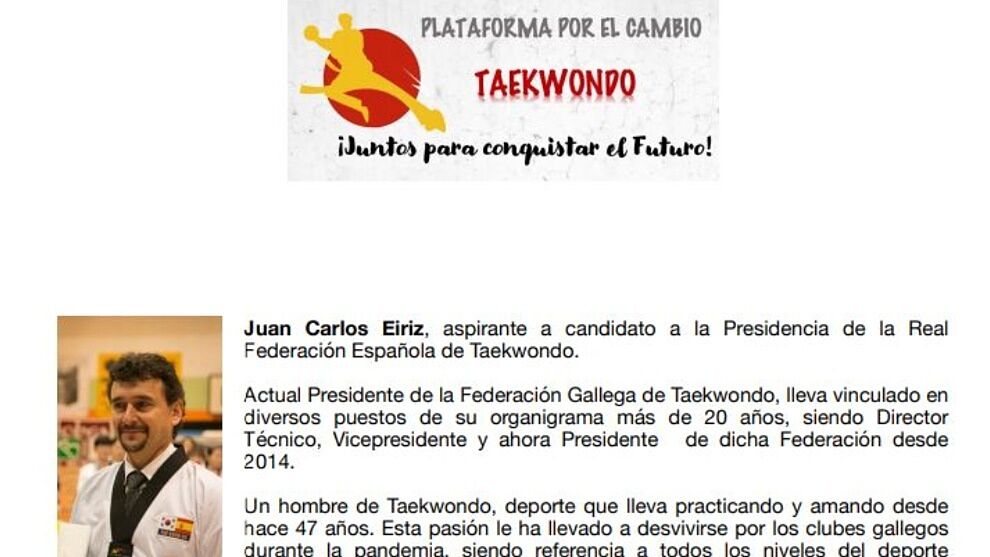 El comunicado de la Plataforma por el Cambio en el Taekwondo.