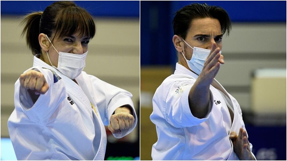 Sandra Sánchez y Damián Quintero, durante el campeonato de España de karate.