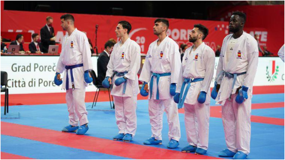 El equipo español de kumite en el Europeo.