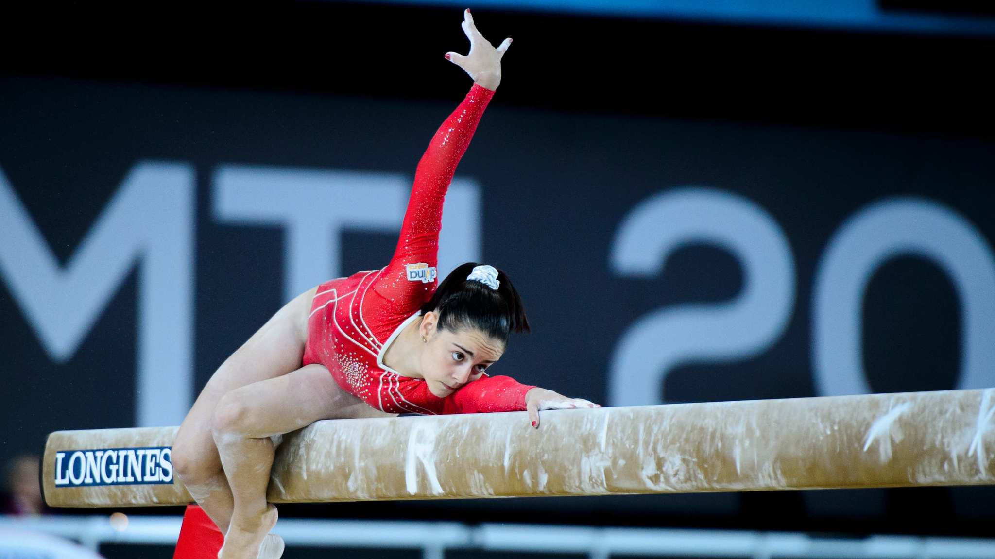 Ana Pérez, en la barra de equilibrios durante los Mundiales de 2018