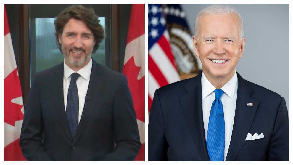 Justin Trudeau, presidente de Canadá, y Joe Biden, presidente de EE UU