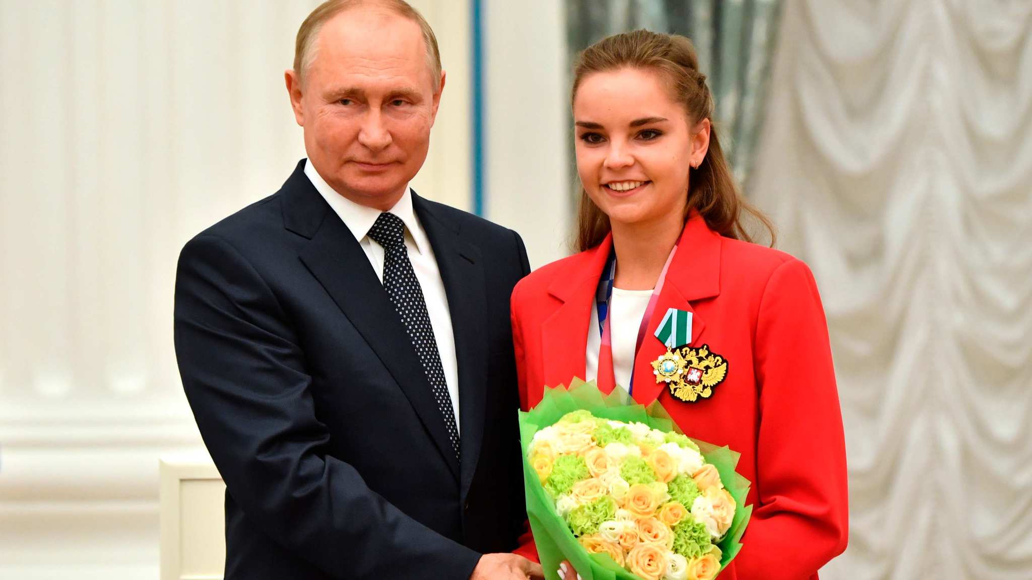Dina Averina, en la recepción de Vladimir Putin a los campeones olímpicos rusos