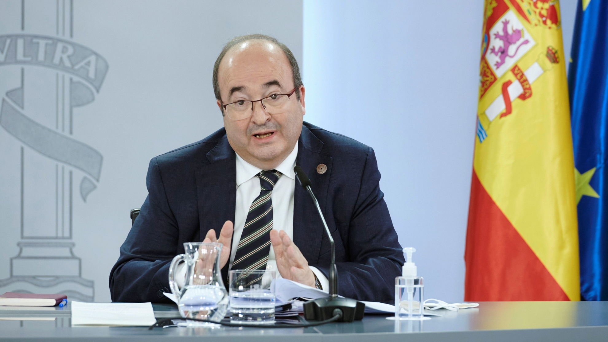 Miquel Iceta, en la rueda de prensa posterior a la reunión del Consejo de Ministros Extraordinario.