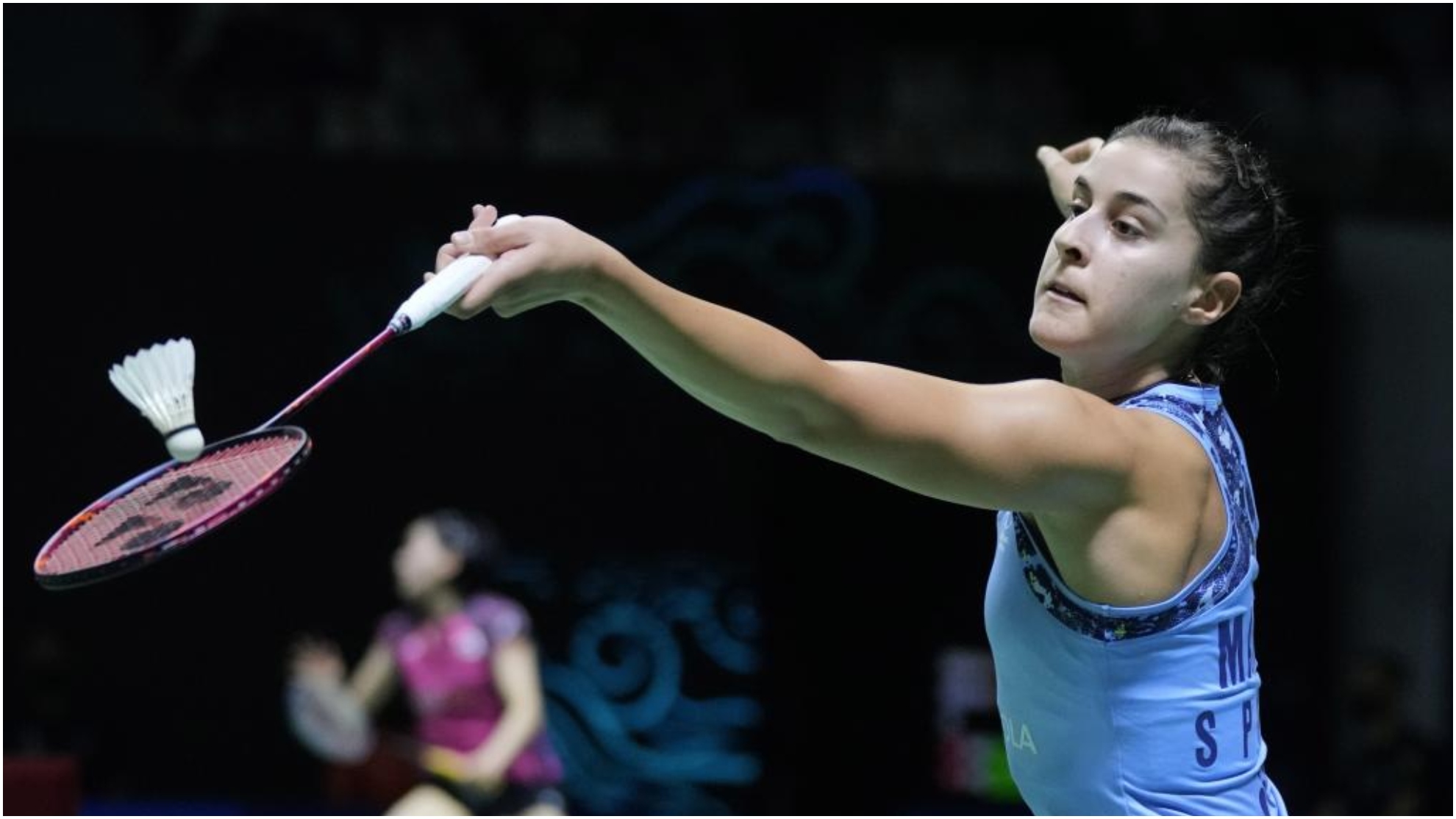 Carolina Marín, durante su partido ante Wang Zhi en el Indonesia Open.
