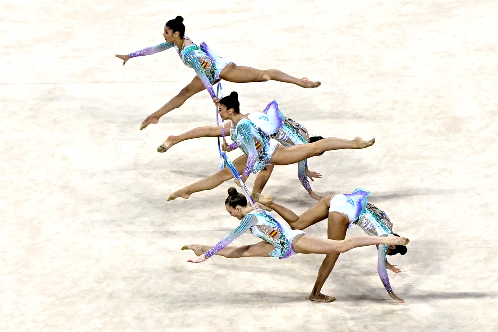 Las gimnastas españolas en la final de aros de los Mundiales / EFE