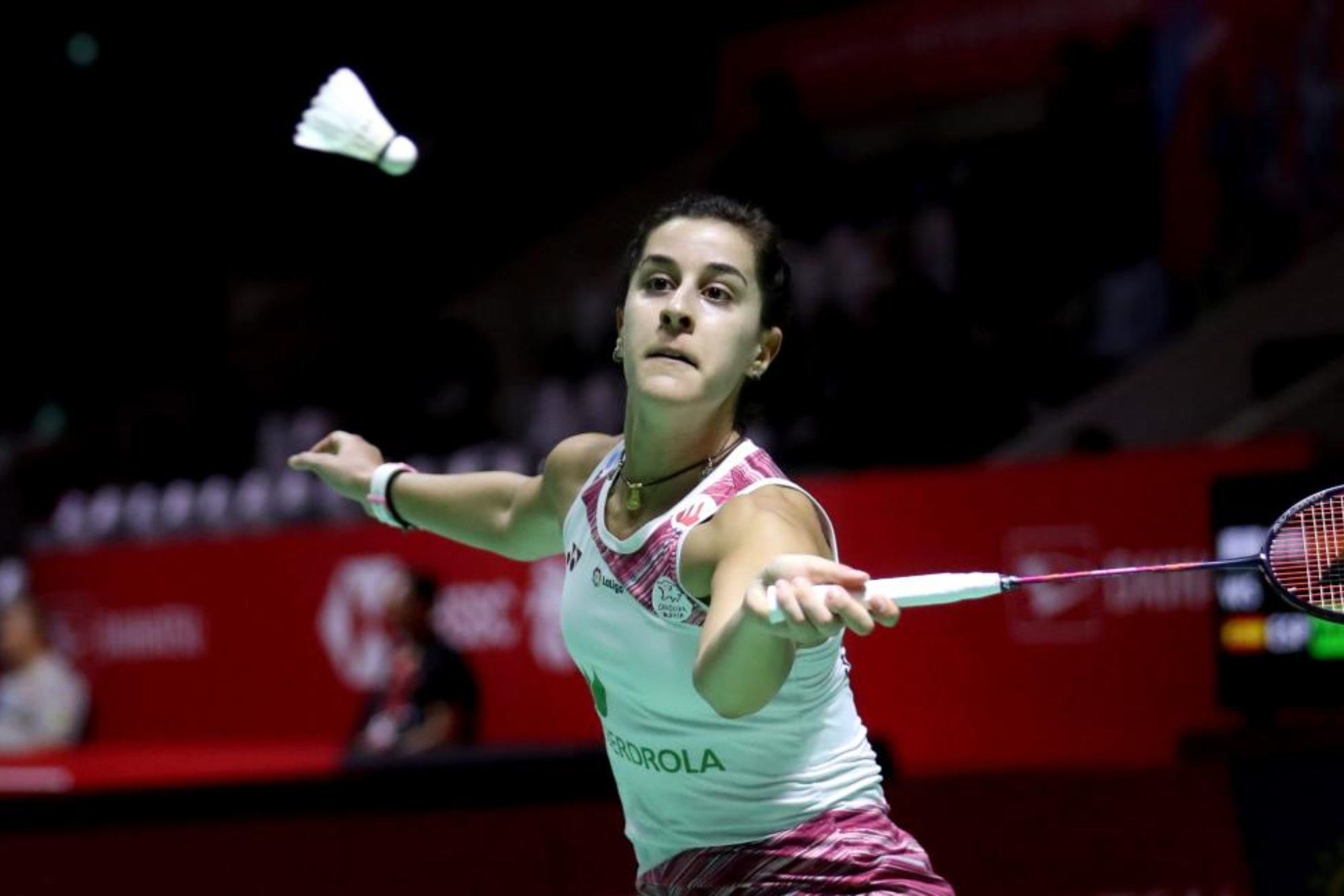 Carolina Marín, en su primer partido en el Masters de Indonesia.