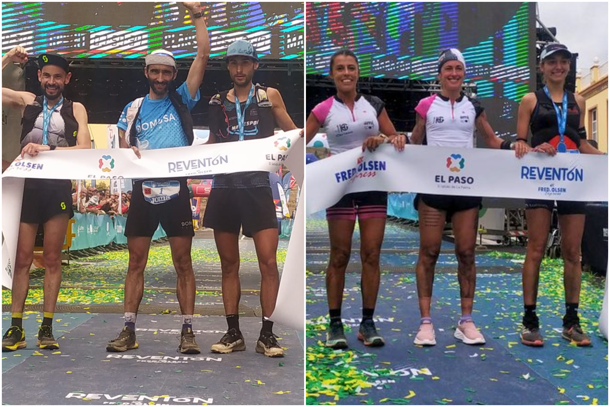 El podio masculino y el femenino del campeonato de España de ultra trail.