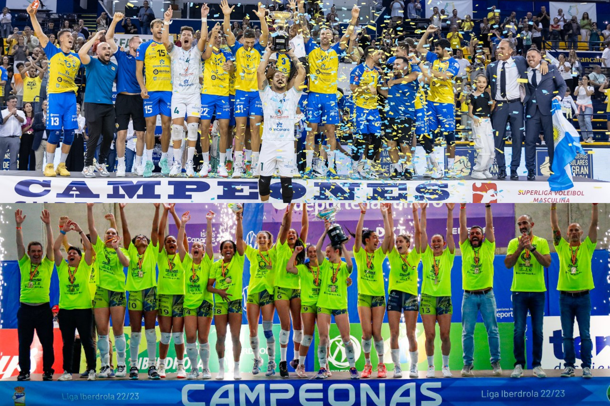 Guaguas y Olímpico, con los títulos de campeones de la Superliga masculina y femenina, respectivamente.
