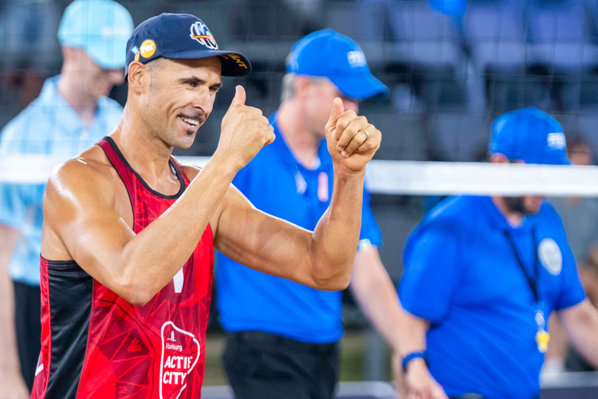 Pablo Herrera celebra uno de los puntos en el Élite16 de Hamburgo en 2023