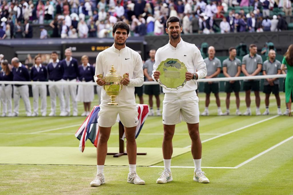 Djokovic y Alcaraz, tras la final de 2023.