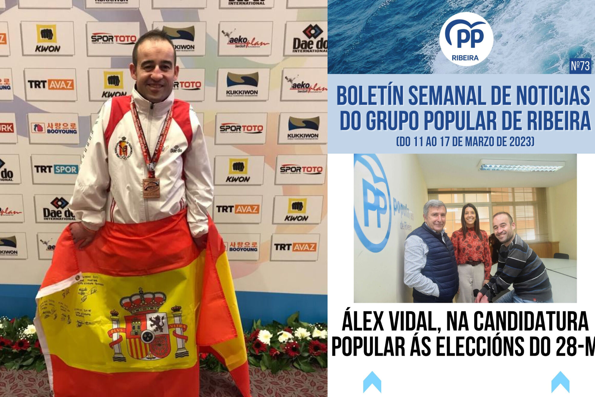 Álex Vidal (parataekwondo), número 4 en la lista del PP por Ribeira