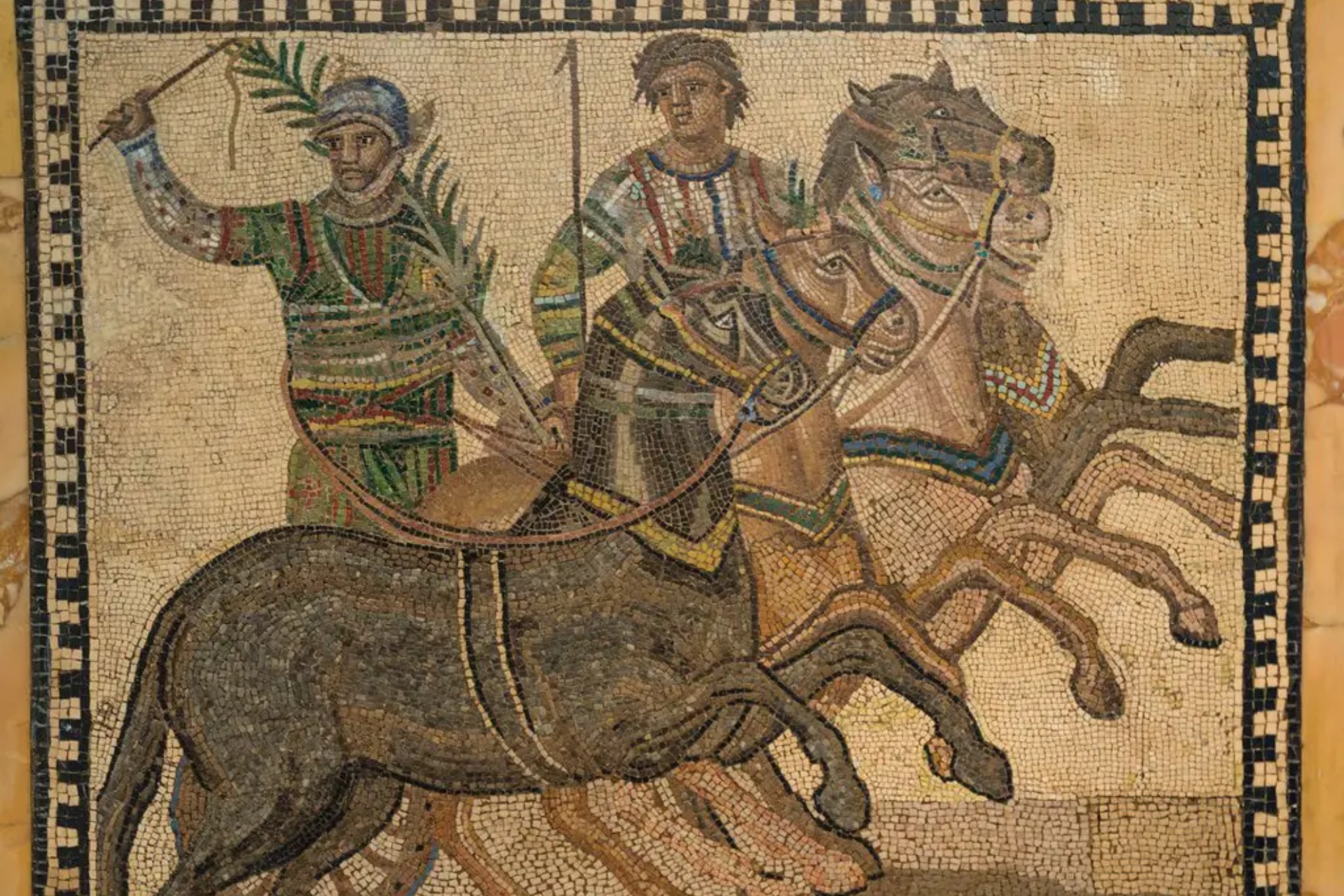 Mosaico romano que representa a conductores de cuádrigas