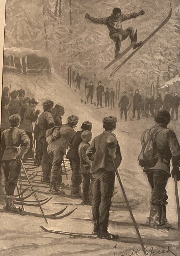 Imagen de unos saltos de esquí rescatada de una enciclopedia de 1890