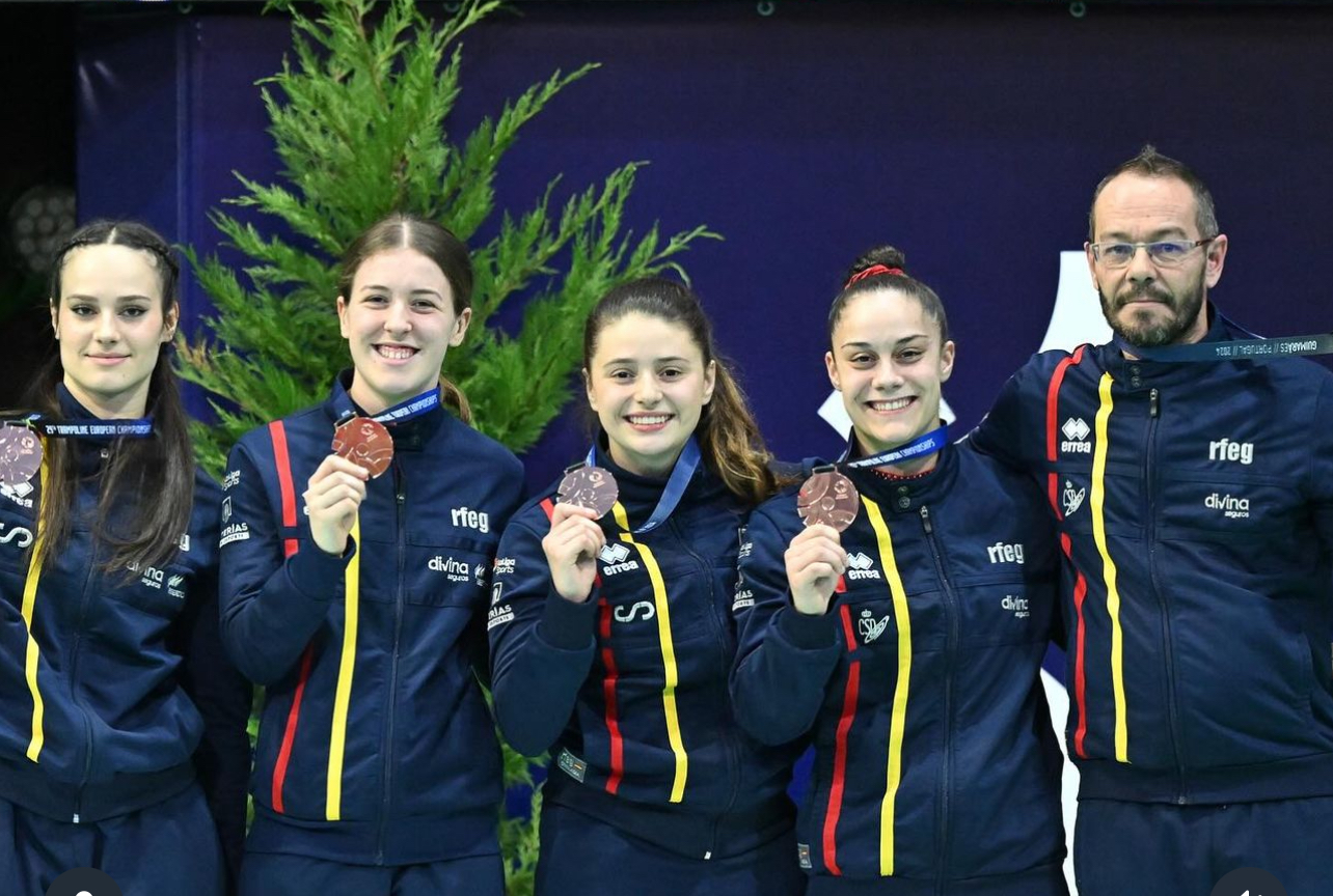 El equipo femenino de doble mini, bronce en el Europeo de Gimnasia de Guimaraes 2024.