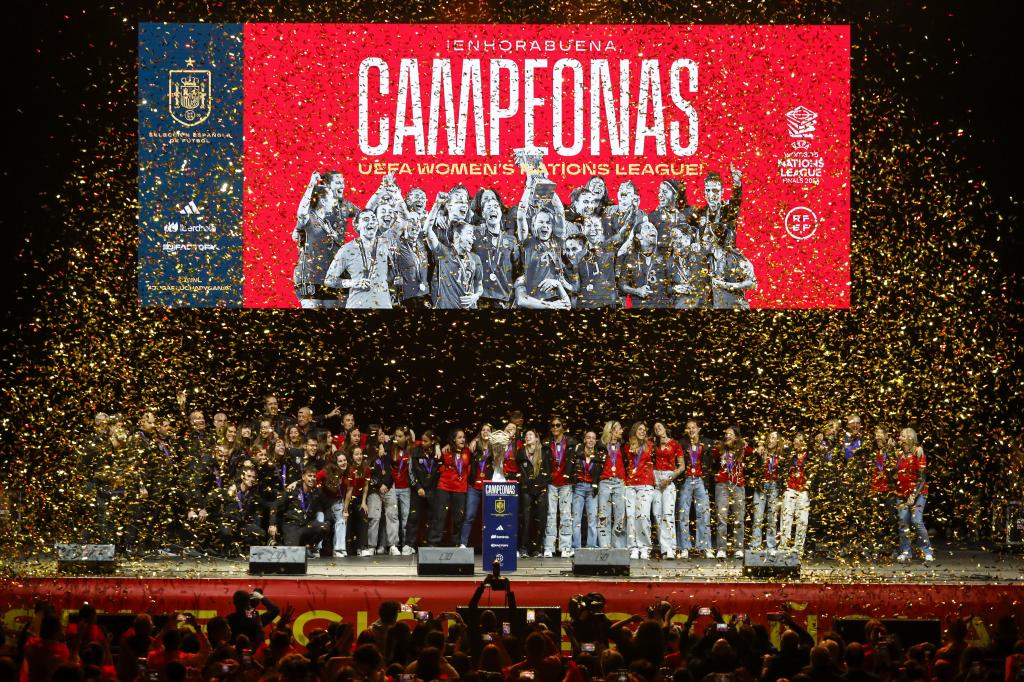 Las jugadoras españolas celebran la Nations League