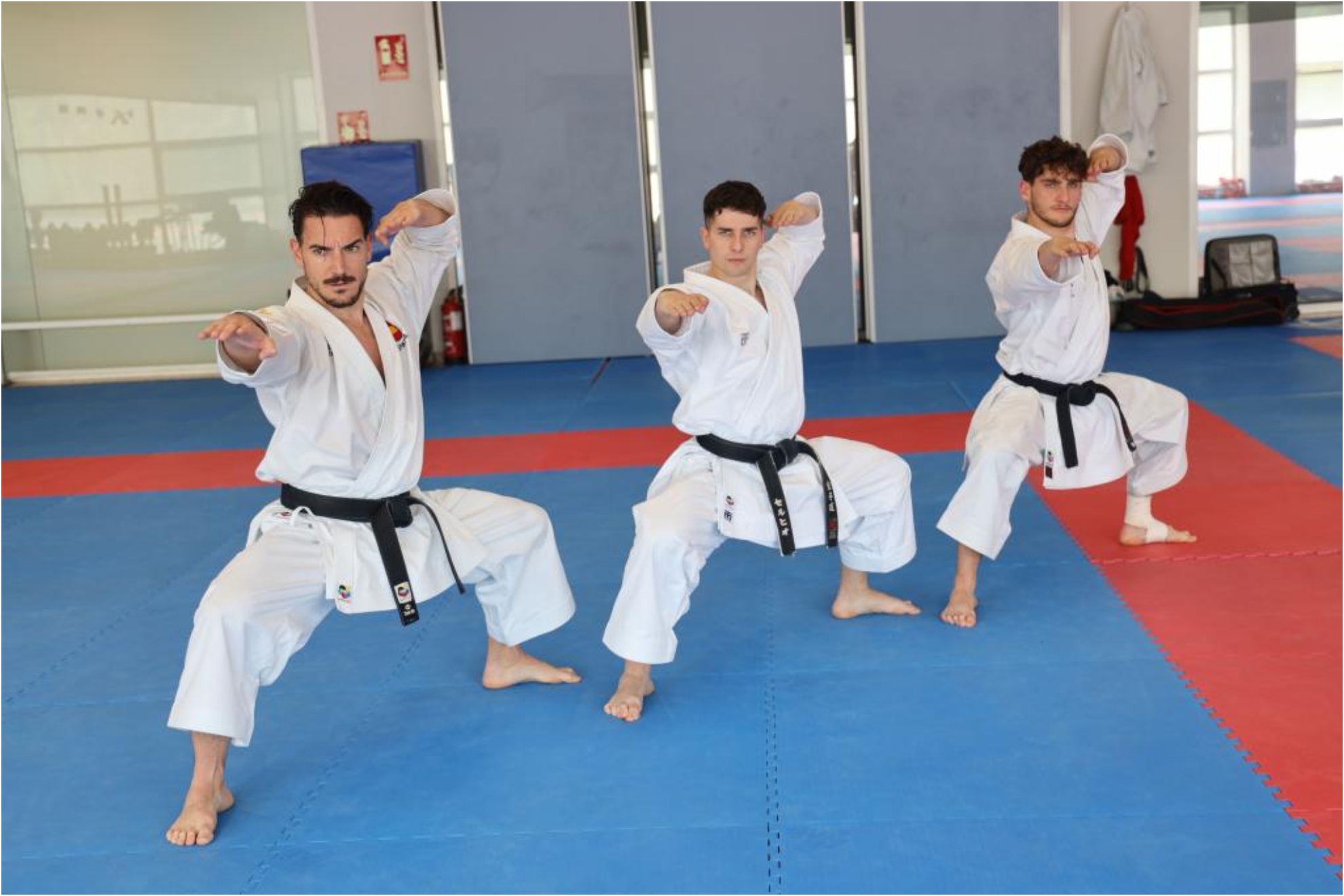 Damián Quintero, Sergio Galán y Raúl Martín, en un entrenamiento.