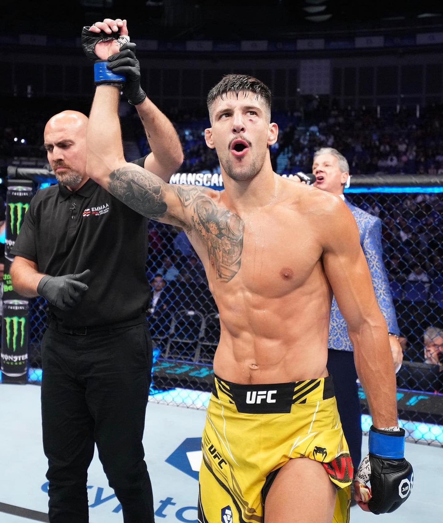 Joel Alvarez celebrates his latest UFC victory.