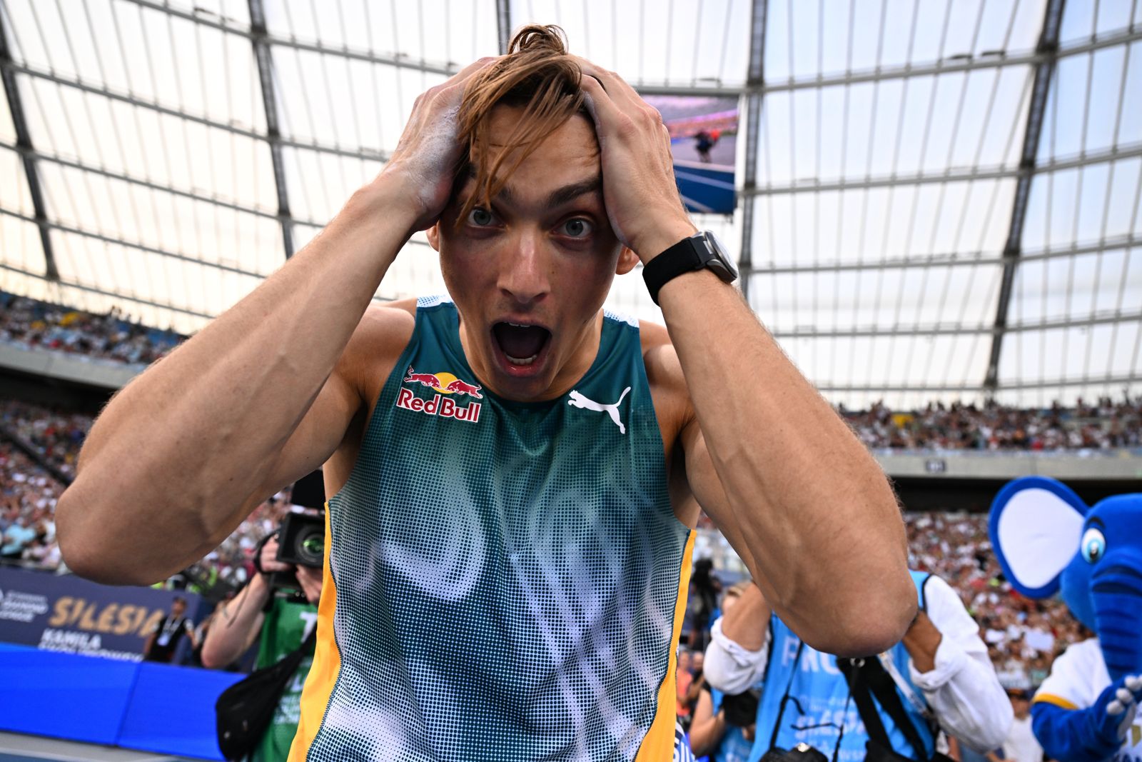 Duplantis after breaking the world record.