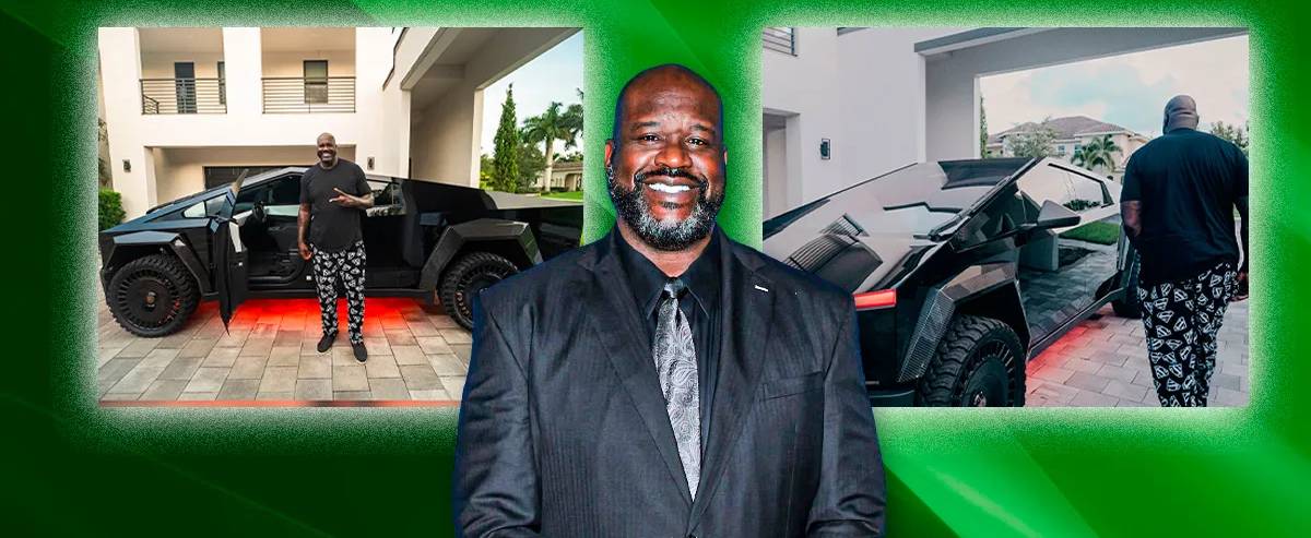 Shaquille y los dos Teslas eléctricos que tiene ya en su parque automovilístico.