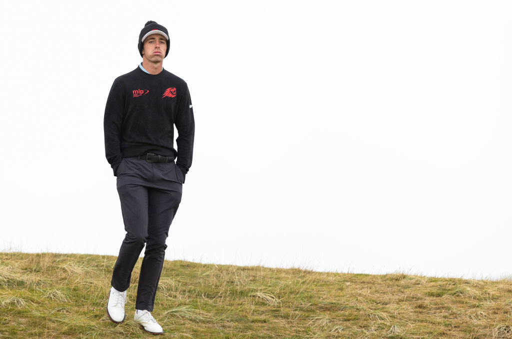 David Puig (22) pada hole ke-14 di St. Andrews