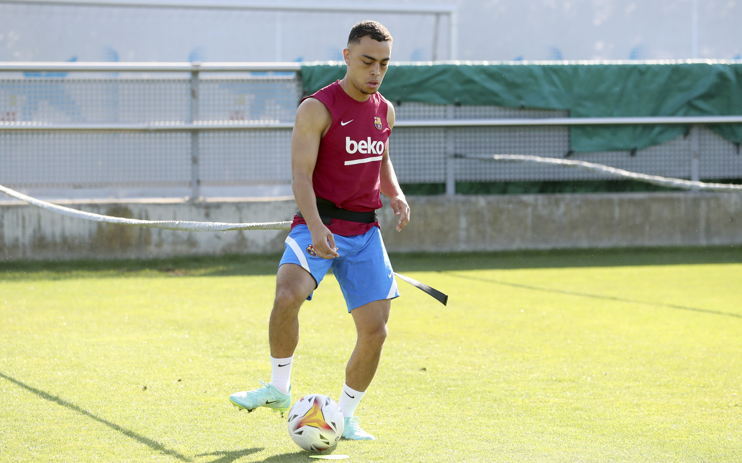 Dest, en un entrenamiento en la Ciudad Deportiva.