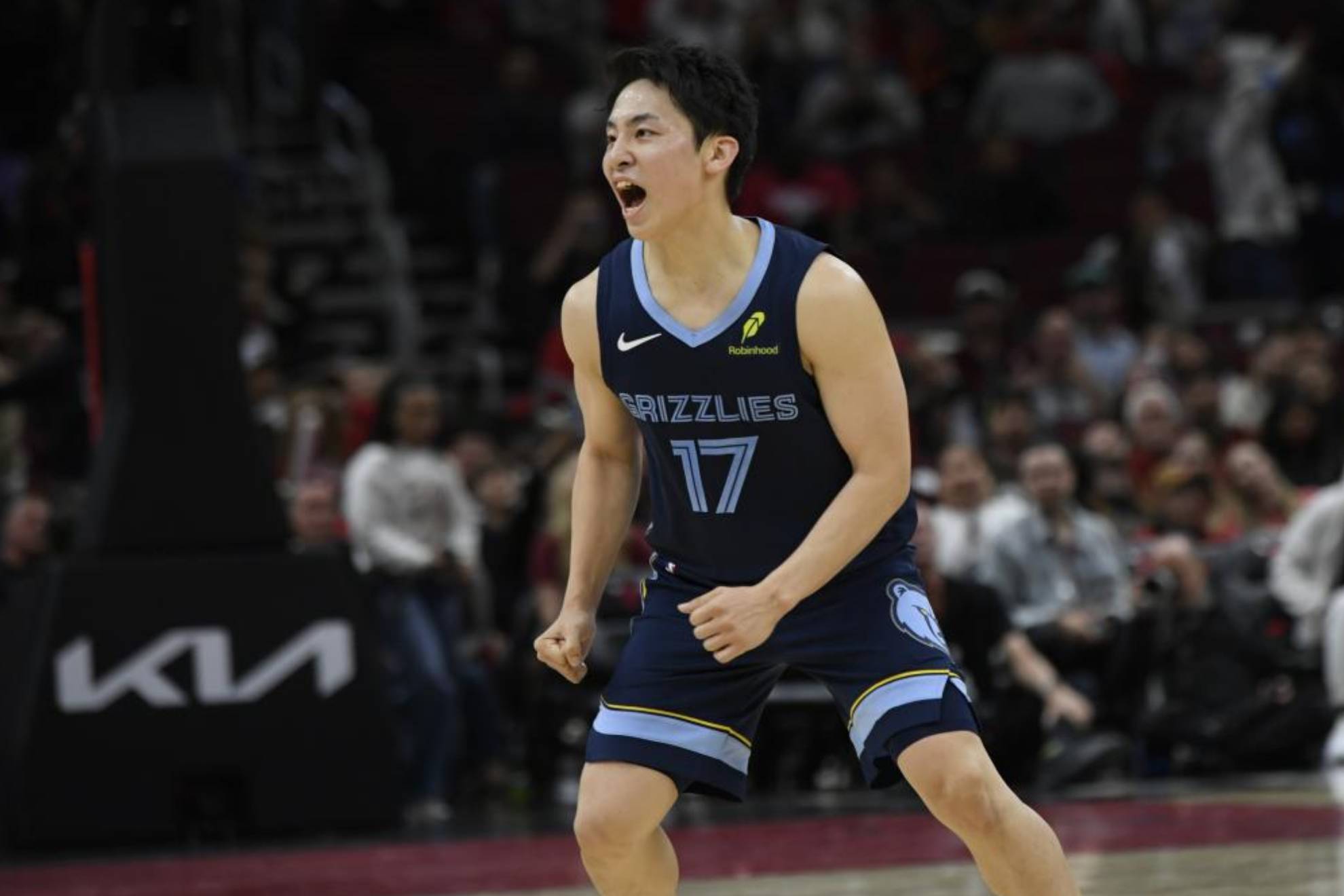 Yuki Kawamura, durante um jogo de pré-temporada do Grizzlies.